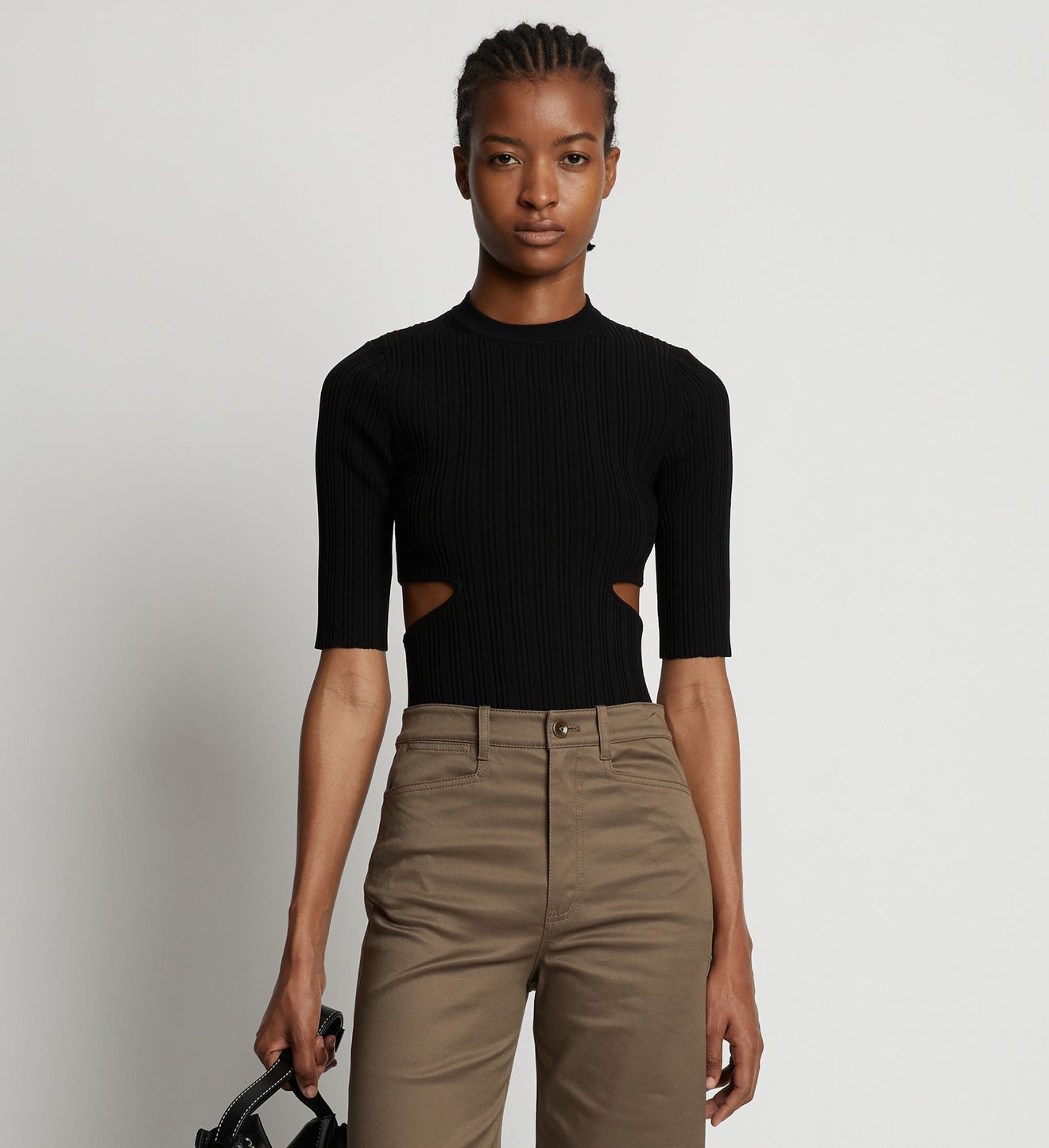 Proenza Schouler White Label | Rib Knit Cut Out Sweater - Black