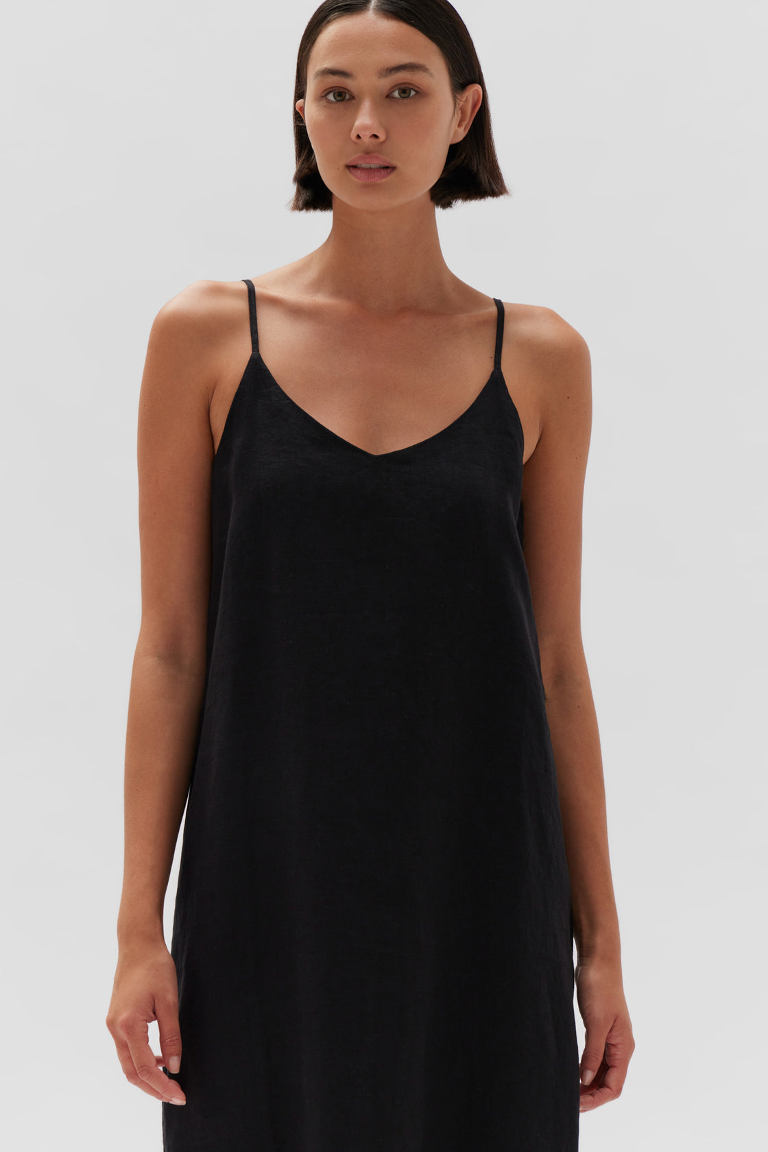 Assembly label linen 2024 slip dress black