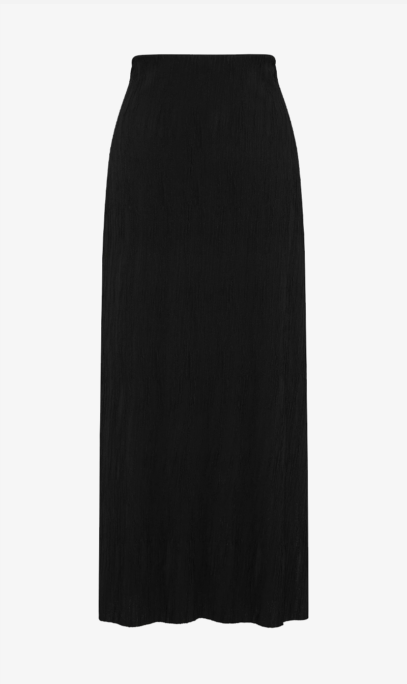 Bassike | Textured Side Split Skirt - Black