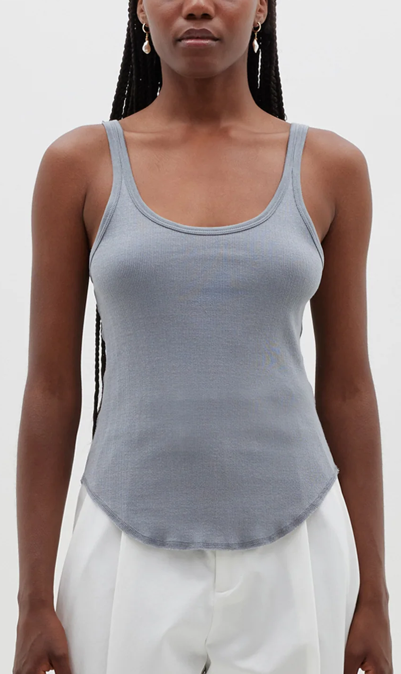 Bassike | Slim Scoop Rib Tank - Dove Grey