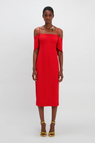 Victoria Beckham | Off-Shoulder Bandeau Dress - Tomato