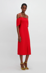 Victoria Beckham | Off-Shoulder Bandeau Dress - Tomato