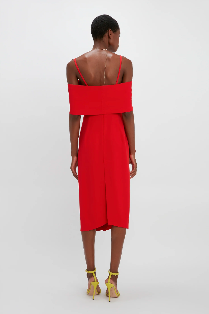 Victoria Beckham | Off-Shoulder Bandeau Dress - Tomato