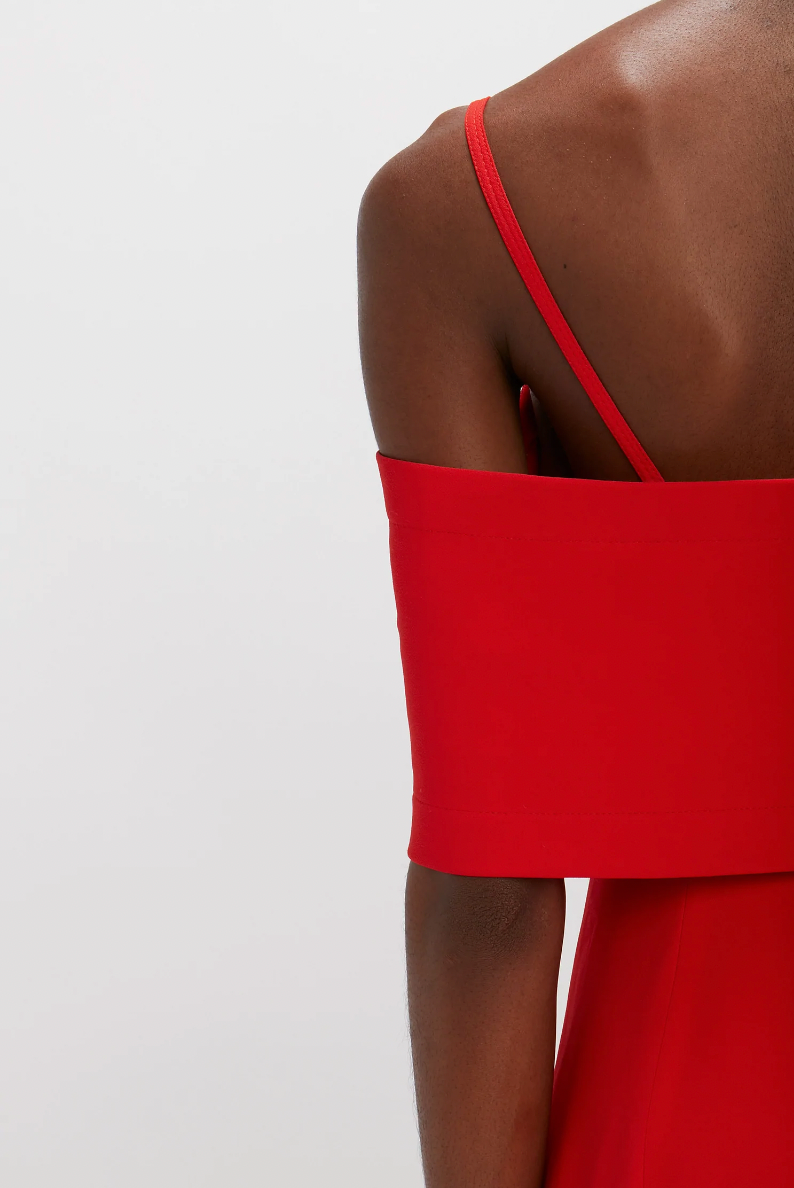 Victoria Beckham | Off-Shoulder Bandeau Dress - Tomato