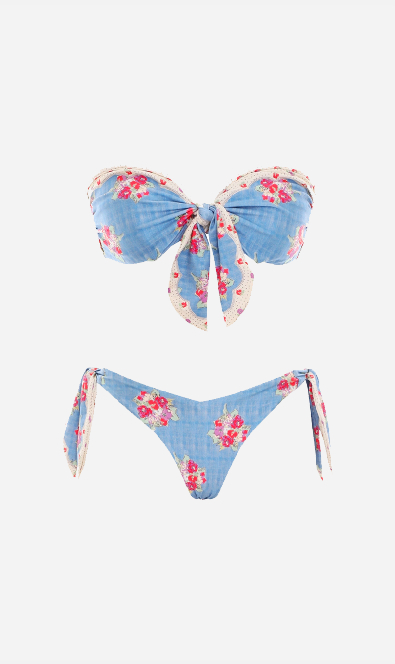 Zimmermann | Clover Scarf Tie Bikini - Blue Floral