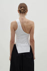 Bassike | Open Back One Shoulder Tank - White