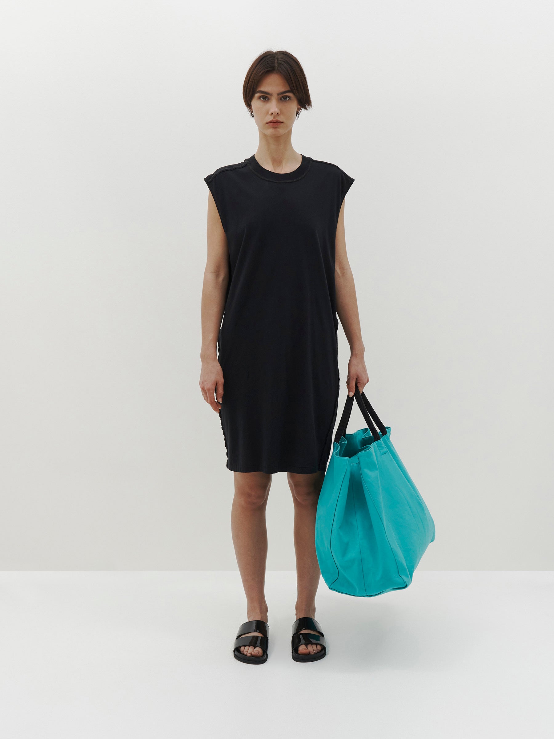 Bassike | Slouch Reverse Tank Dress - Black